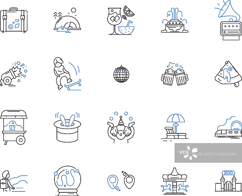 旅行和活跃人群轮廓图标合集图片素材