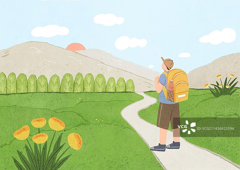 户外旅途中看日出图片素材