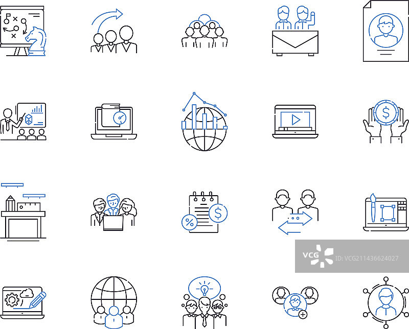 会议和大会轮廓图标集合图片素材