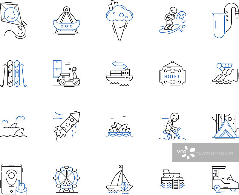 旅行和活跃人群轮廓图标合集图片素材