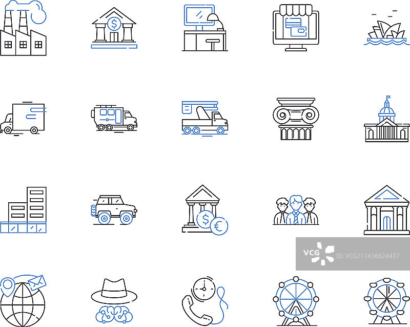 市中心购物轮廓图标合集图片素材