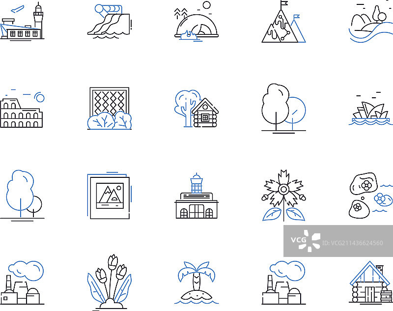 风景和公园轮廓图标合集图片素材