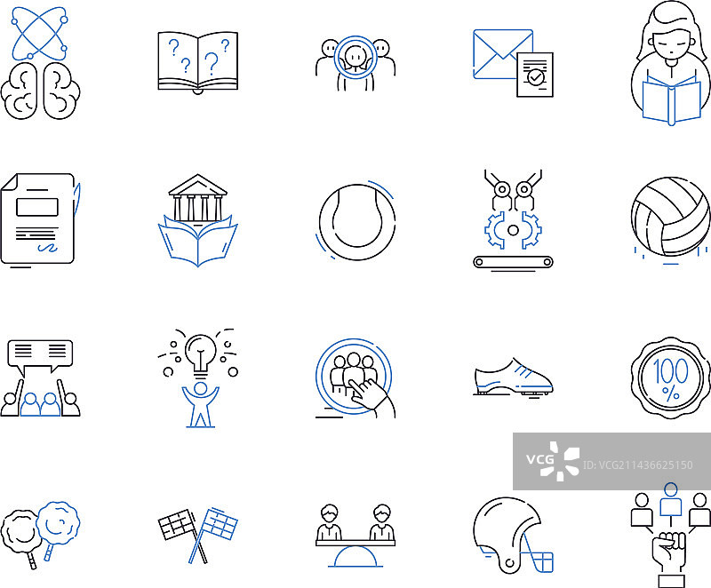 大学体育运动轮廓图标合集图片素材