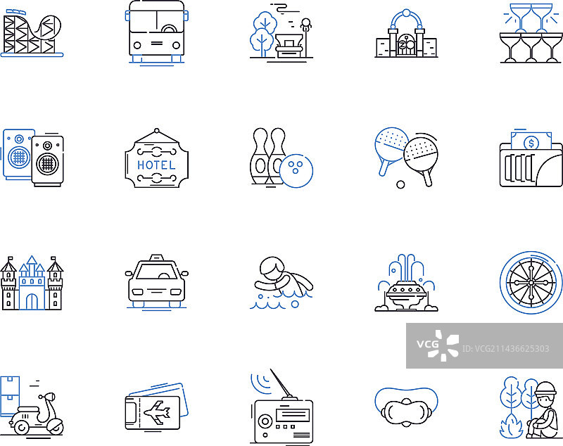 旅游休闲轮廓图标合集图片素材