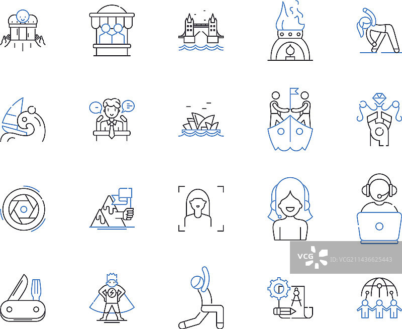 活动与旅游线稿图标合集图片素材