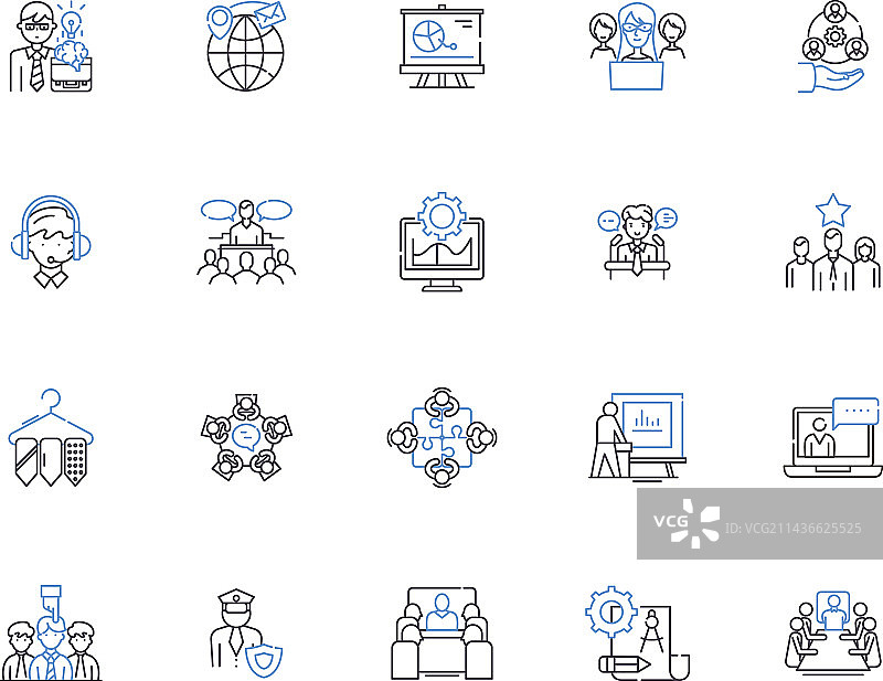 企业管理轮廓图标合集图片素材