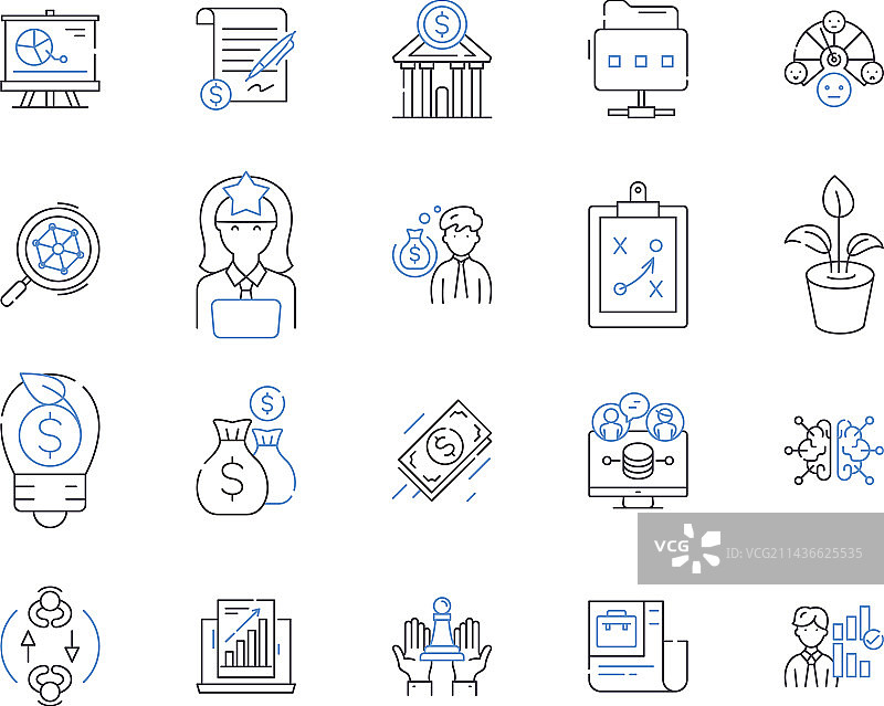 会计业务轮廓图标集合图片素材