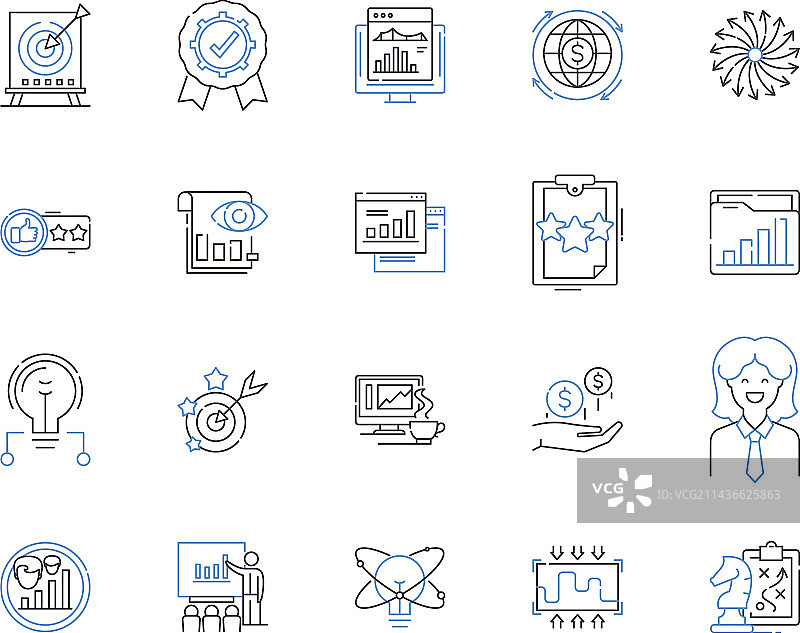 商业策略轮廓图标合集图片素材