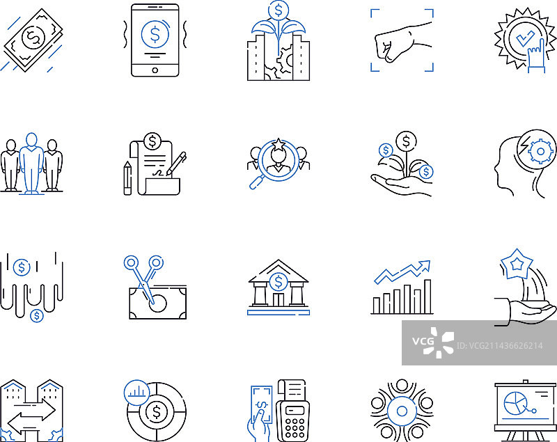 电子商务在线商店轮廓图标合集图片素材