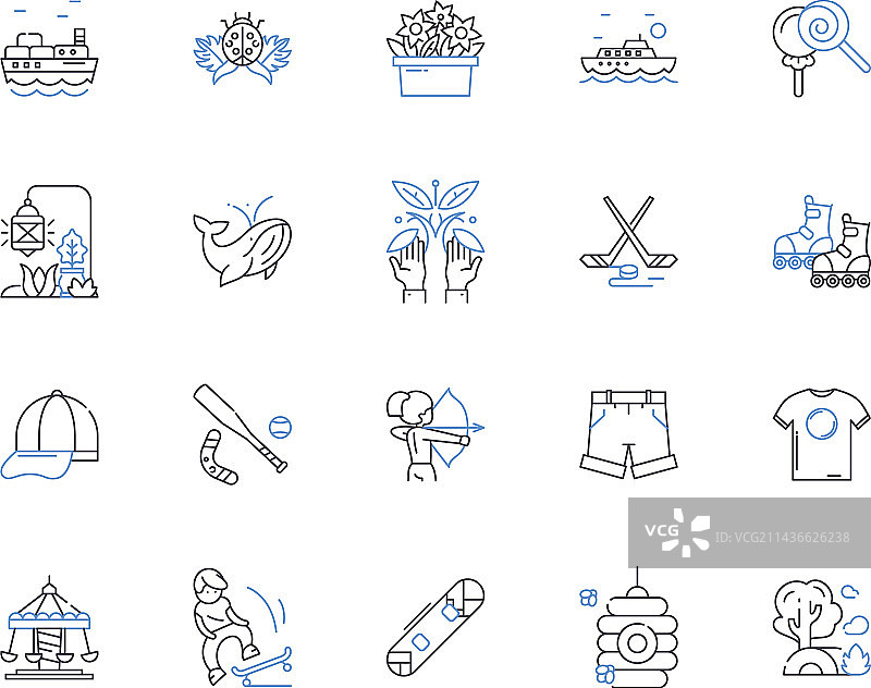 夏季运动轮廓图标合集图片素材