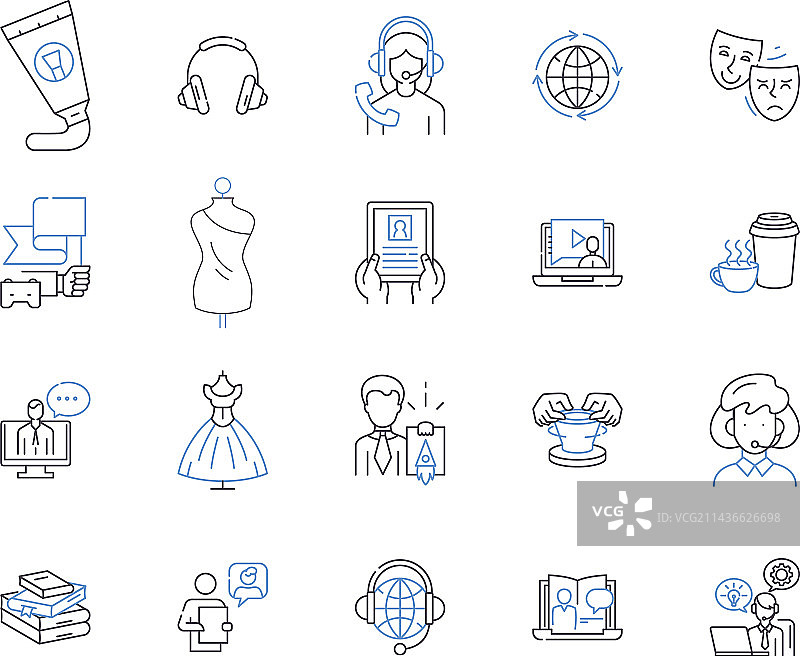 自由职业商务线条图标合集图片素材