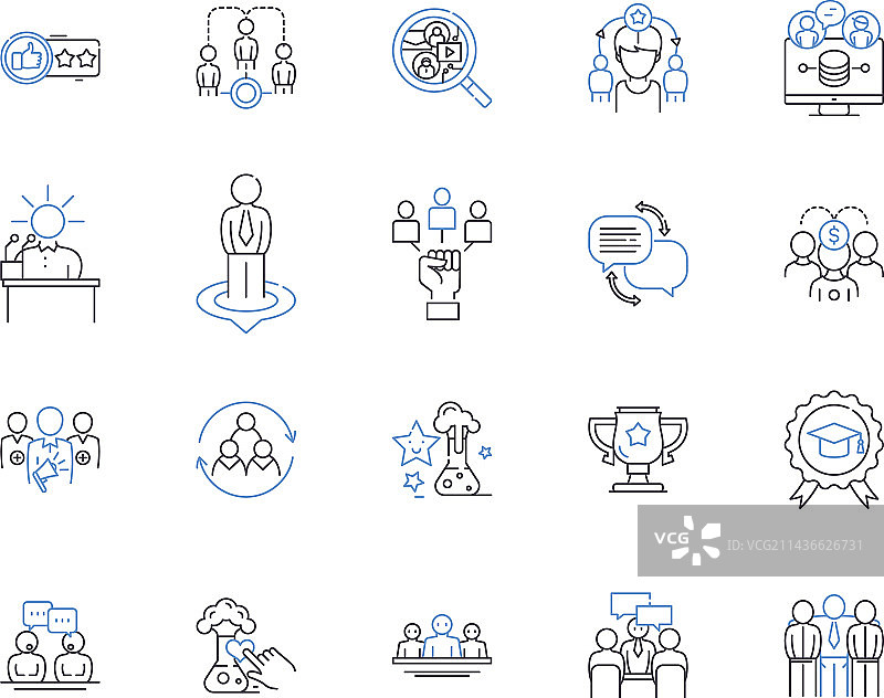 商务培训线性图标合集图片素材