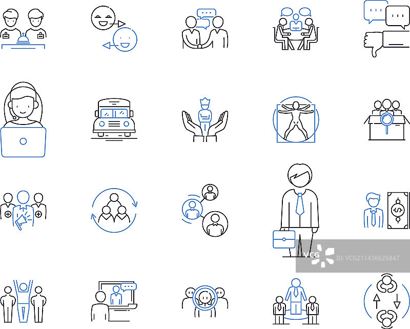 在线虚拟会议轮廓图标系列图片素材