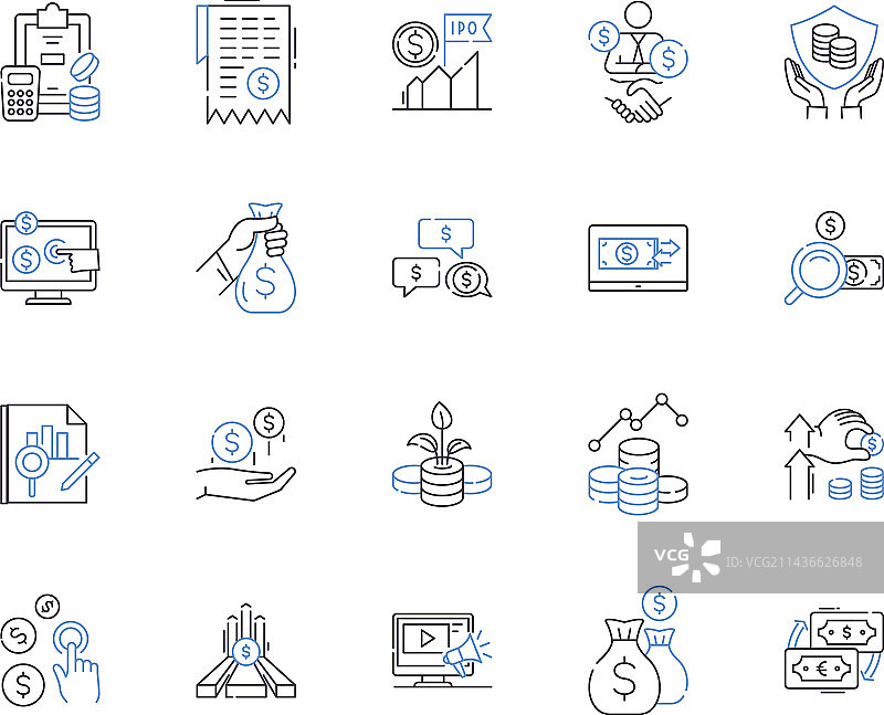 投资业务轮廓图标合集图片素材