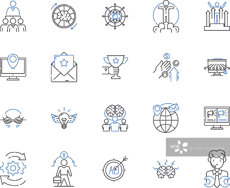 公司发展进度轮廓图标合集图片素材