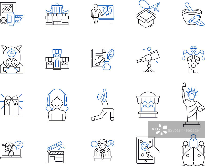 旅行社轮廓图标集图片素材