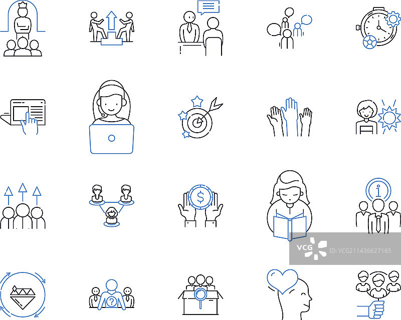 商务培训线性图标合集图片素材