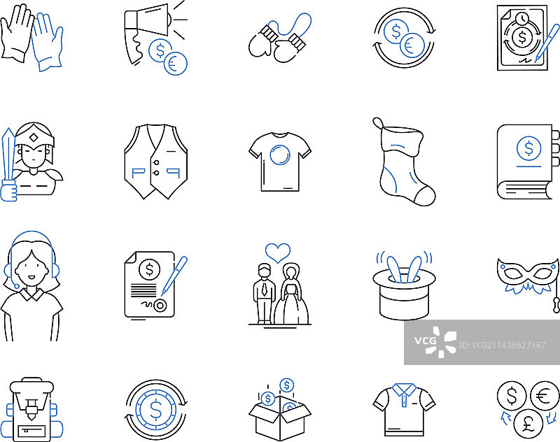 时尚产品流程轮廓图标合集图片素材