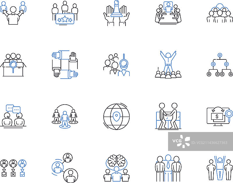 会议与协作轮廓图标集合图片素材
