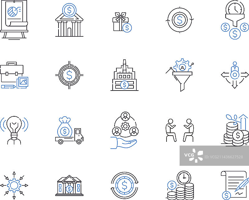 电子商务在线商店轮廓图标合集图片素材