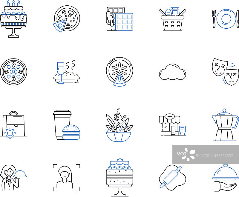 世界美食轮廓图标合集图片素材