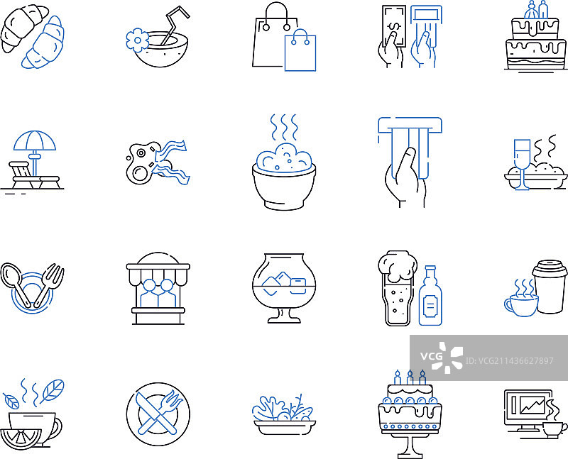 咖啡馆文化轮廓图标合集图片素材