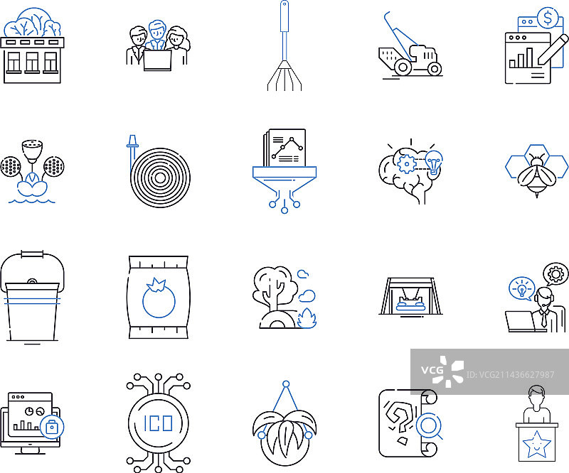 农业商业轮廓图标合集图片素材