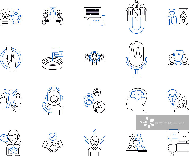 商务培训线性图标合集图片素材