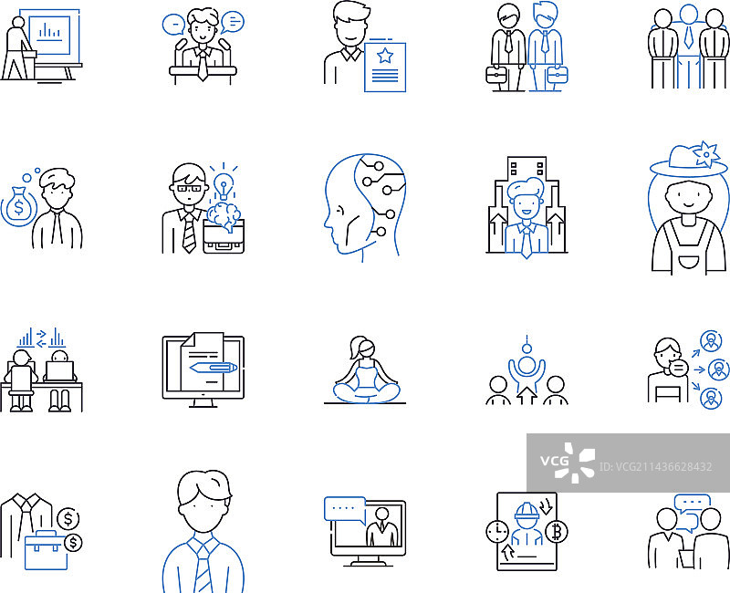 办公室工作岗位轮廓图标合集图片素材