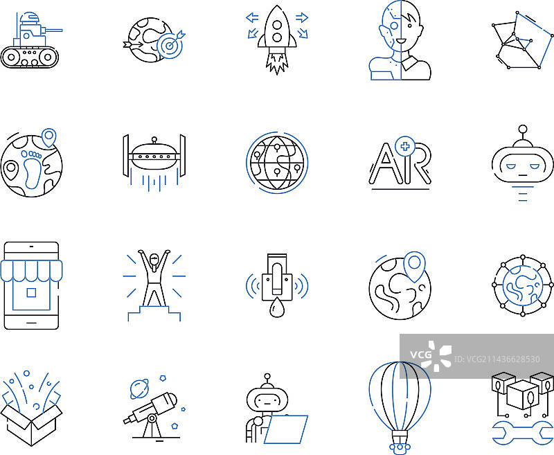 高科技与科学轮廓图标合集图片素材