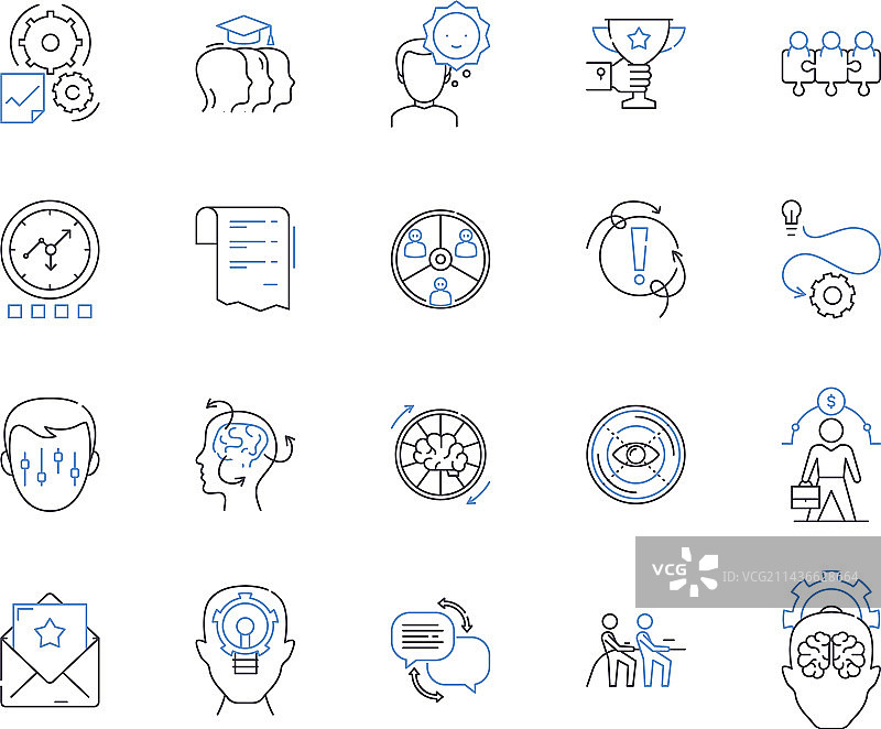 公司进步轮廓图标合集图片素材