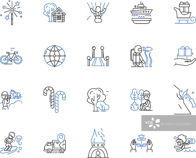 空闲时间和旅行大纲图标合集图片素材