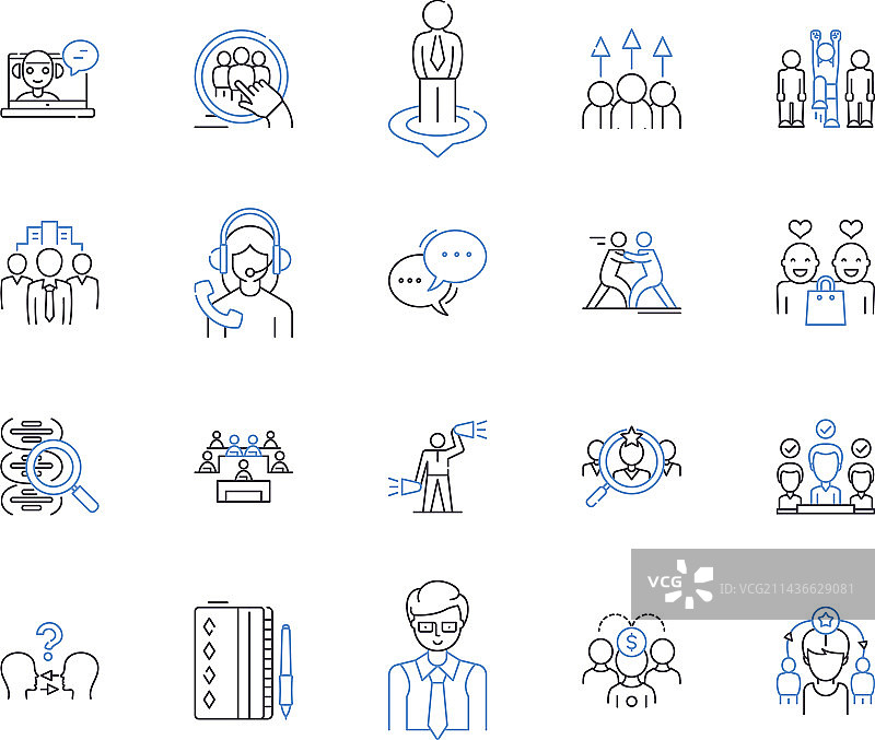 在线虚拟会议轮廓图标系列图片素材
