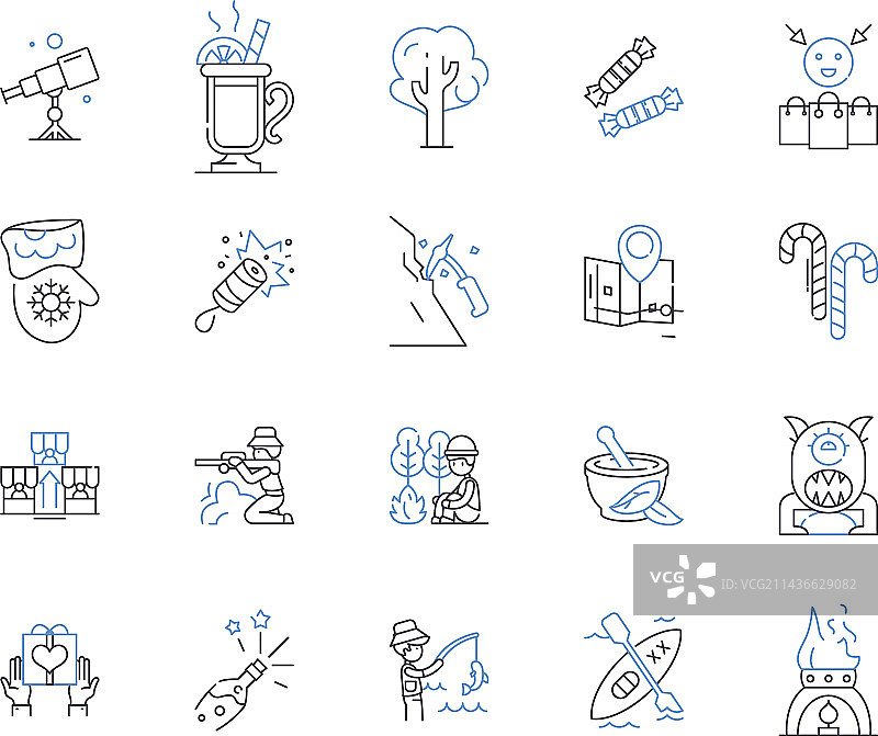 探险之旅轮廓图标合集图片素材