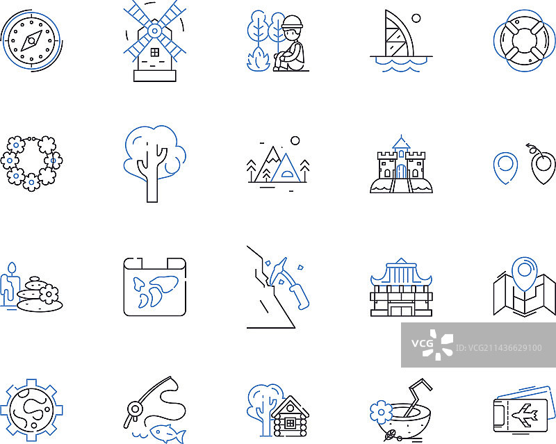 旅行公司轮廓图标合集图片素材