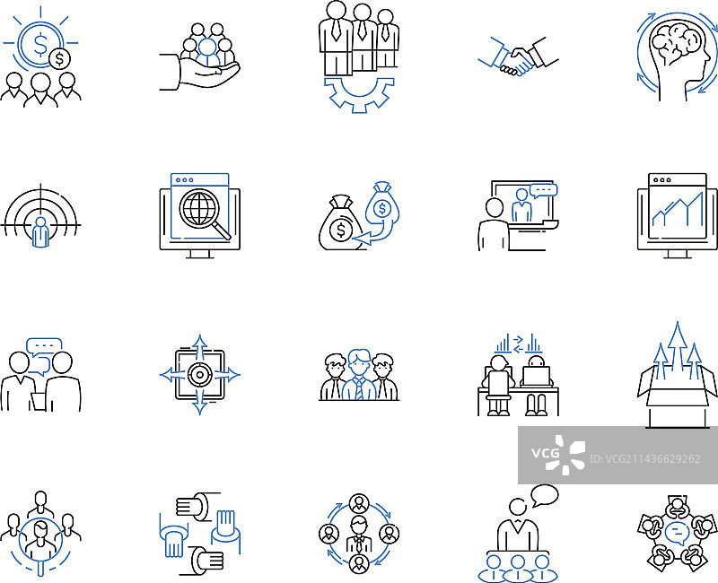 团队网络轮廓图标集合图片素材