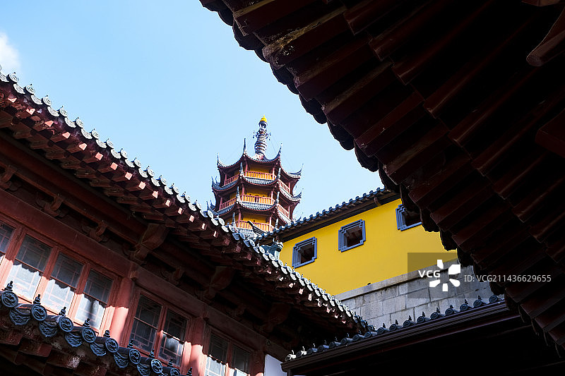 江苏省镇江市金山风景区晴天美丽风景图片素材