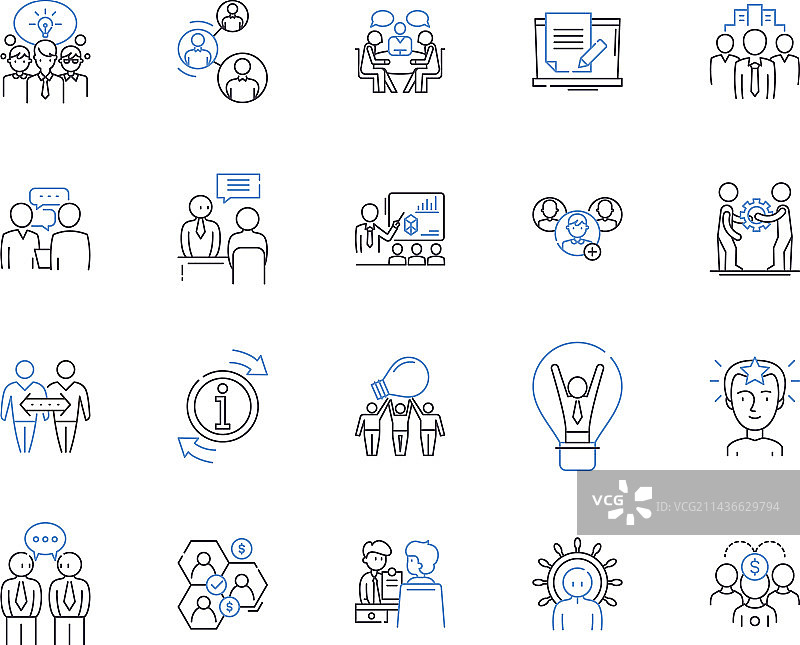 全面质量管理轮廓图标合集图片素材