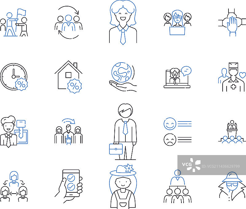 办公区域轮廓图标合集图片素材