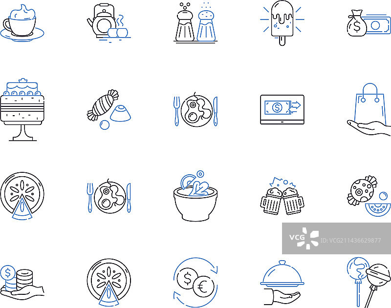 咖啡馆文化轮廓图标合集图片素材