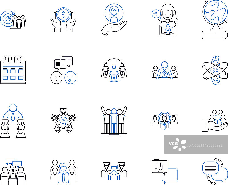 在线虚拟会议轮廓图标系列图片素材