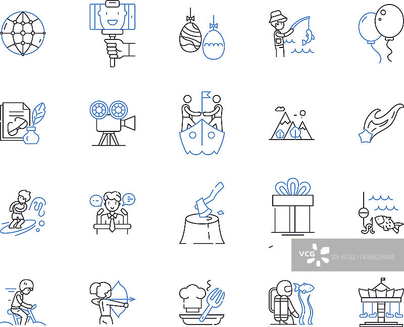 休闲和假日轮廓图标合集图片素材