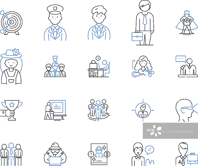 工作和管理轮廓图标合集图片素材