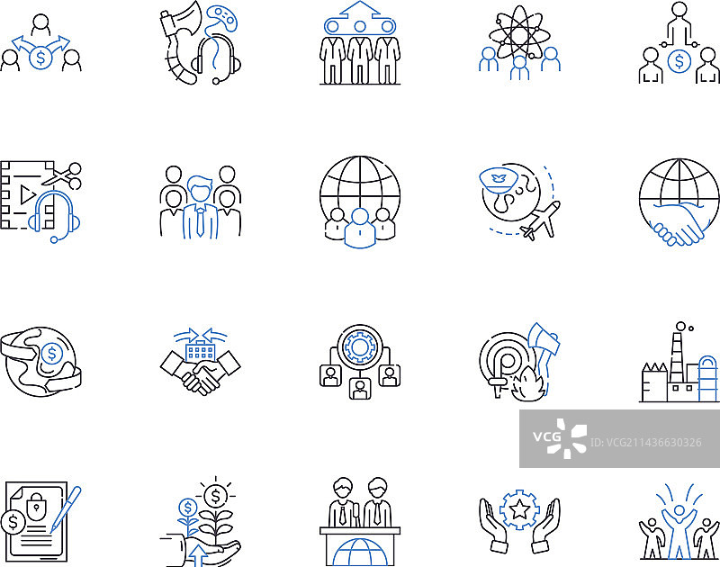 区块链管理线性图标合集图片素材