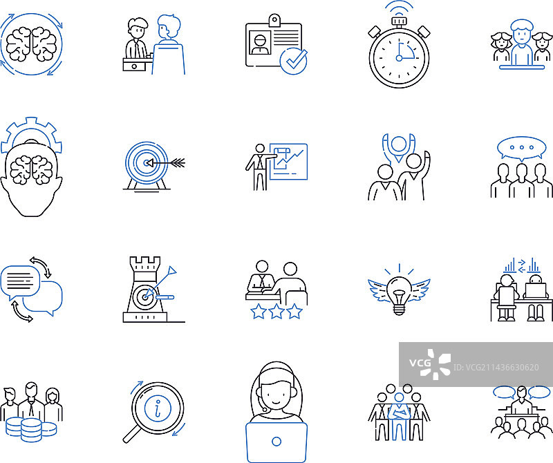 管理研讨会轮廓图标合集图片素材