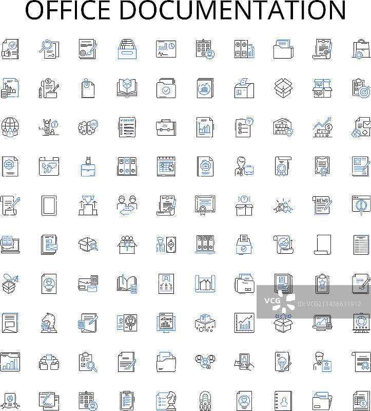 办公文档轮廓图标合集图片素材