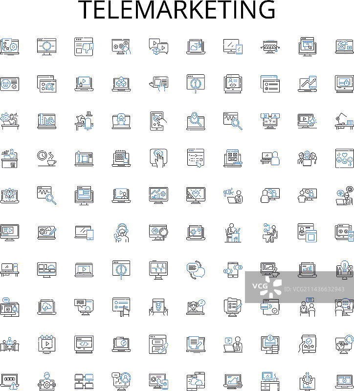 电话销售轮廓图标合集图片素材