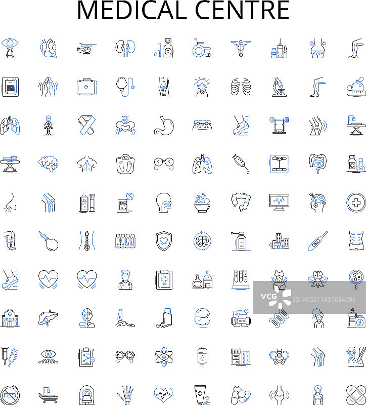 医疗中心诊所轮廓图标合集图片素材