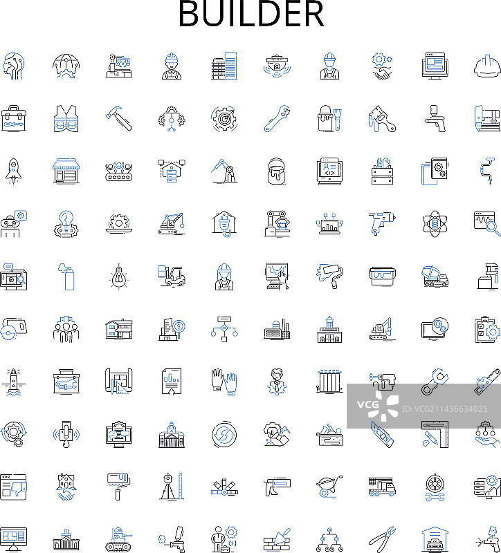 建筑工人轮廓图标合集图片素材