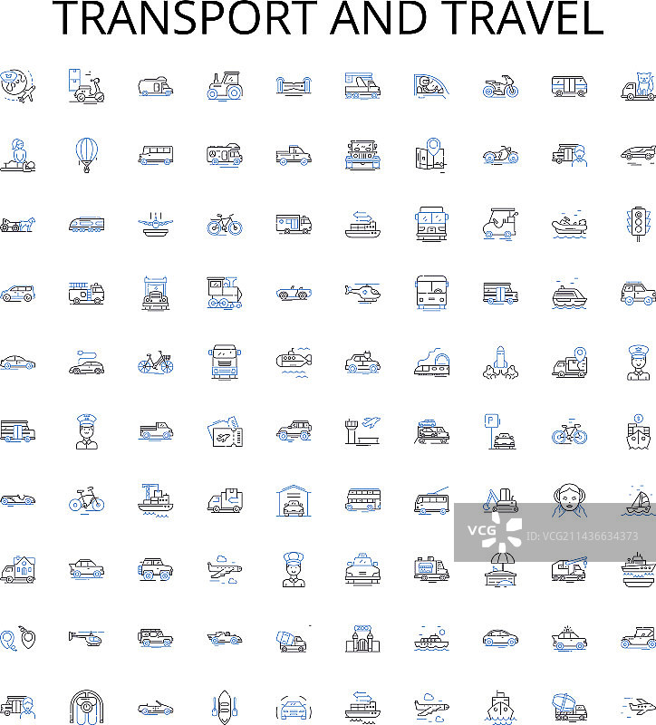 交通运输和旅行轮廓图标合集图片素材
